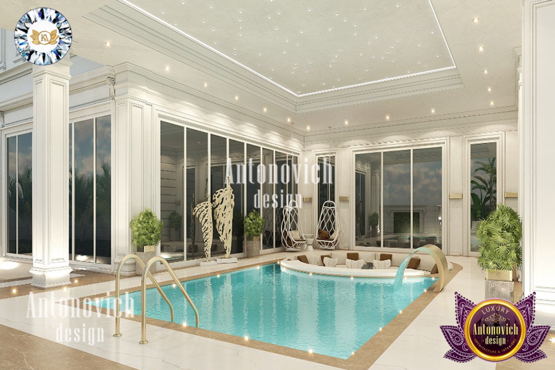 IDEAL SWIMMING POOL DESIGN FOR LUXURY HOME BY LUXURY ANTONOVICH DESIGN 