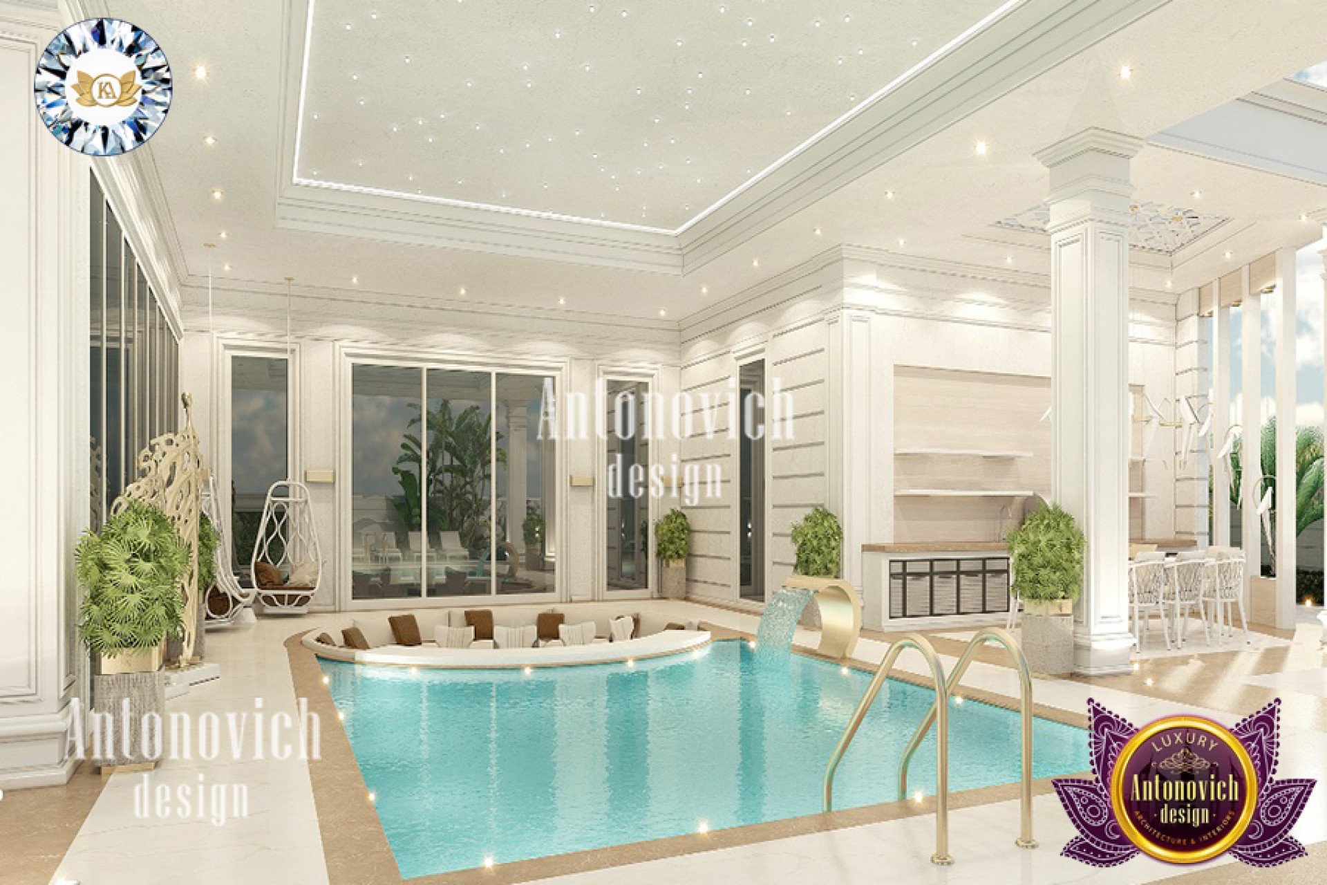 IDEAL SWIMMING POOL DESIGN FOR LUXURY HOME BY LUXURY ANTONOVICH DESIGN 