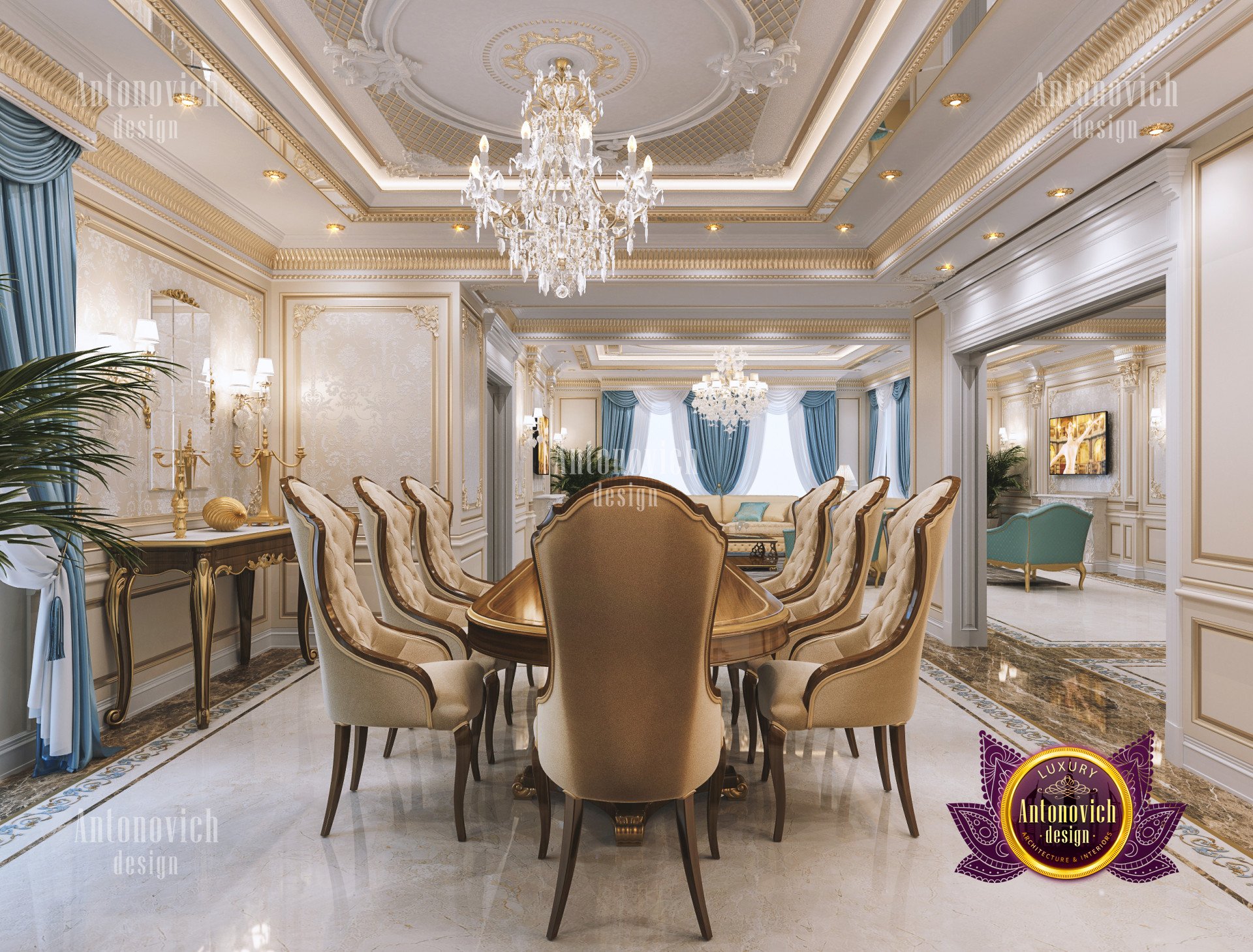 Classic dining room decoration - luxury interior design ...