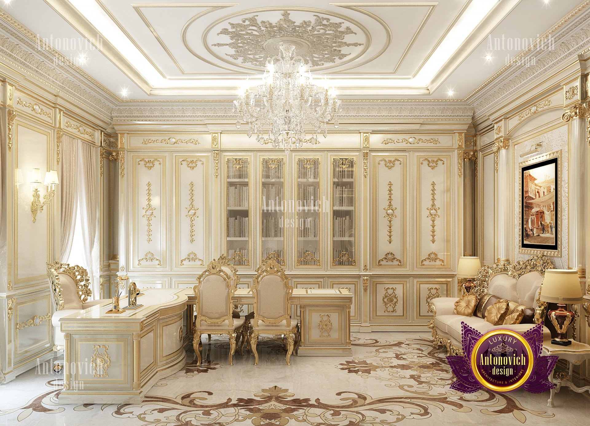 Royal classic office interior - luxury interior design ...