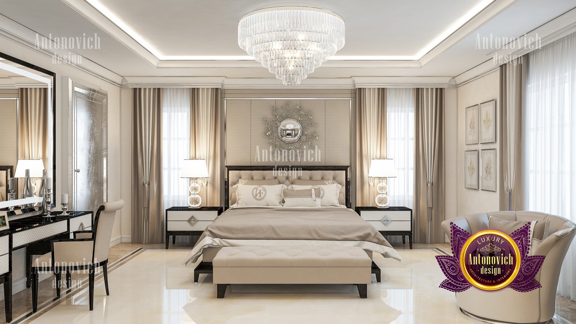 Main bedroom - luxury interior design company in California