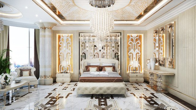 Современный роскошный декор спальни
