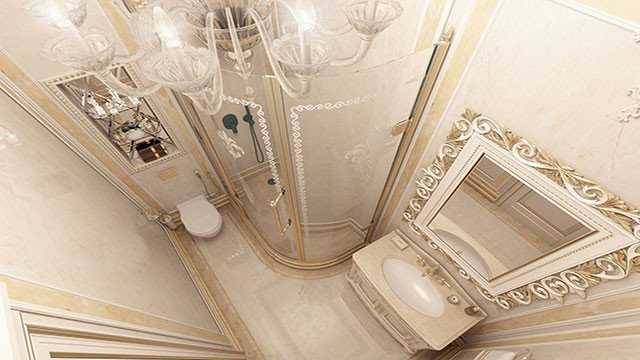 Современный роскошный интерьер ванной комнаты