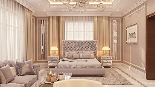 Классический роскошный декор спальни