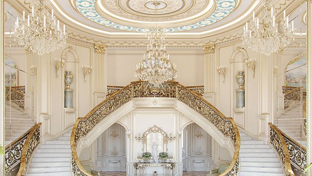 Interior de una casa clásica de lujo