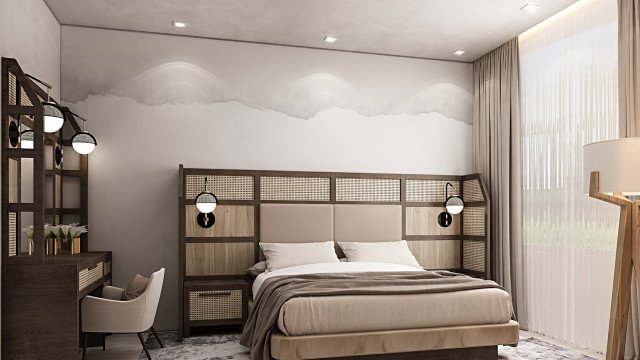 Элегантный дизайн спальни в американском стиле