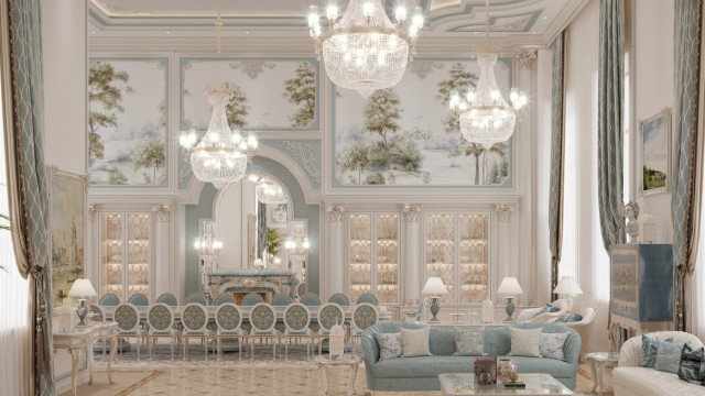 Precioso diseño interior de una villa clásica