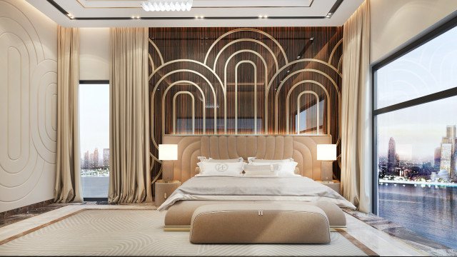 Изысканный дизайн спальни на заказ для роскошной виллы