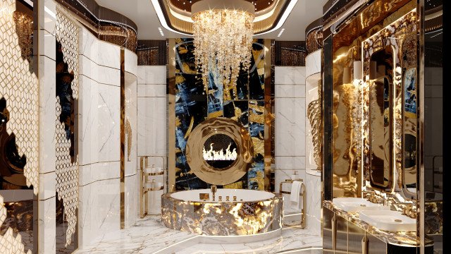 Идея роскошного дизайна ванной комнаты
