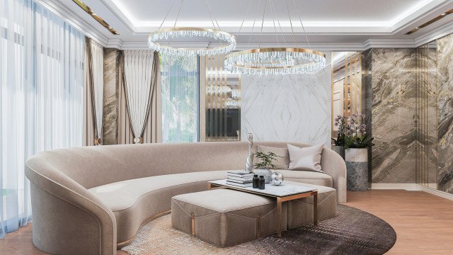 EXCLUSSIVE INTERIOR DESIGN SETTING FOR THE LIVING ROOM