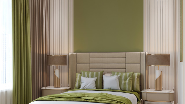 Удивительная идея зеленой спальни