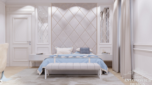 Современный дизайн спальни для дома в Санта-Монике