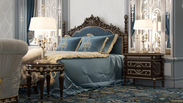 Дизайн интерьера спальни в роскошном отеле