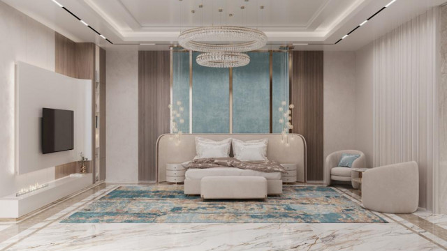 Elegancia espaciosa en el diseño de interiores de lujo para dormitorios