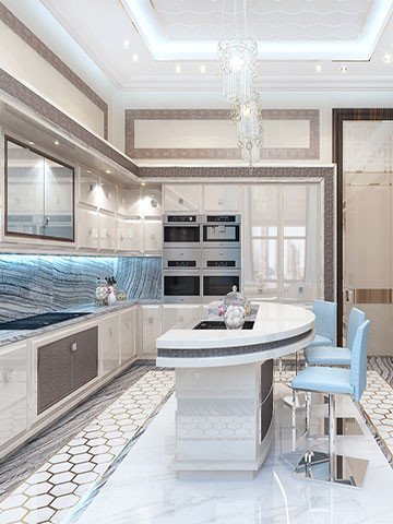 Refinado diseño de interiores de cocinas en estilo Art Deco