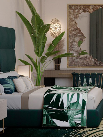 Роскошный дизайн интерьера тропической спальни