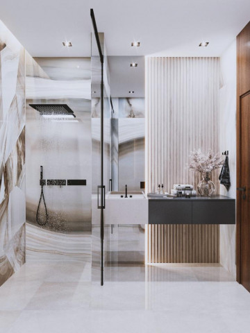 Что делает интерьер ванной комнаты в Нью-Йорке уникальным?
