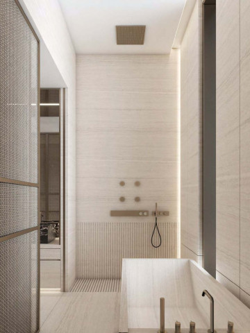 Минималистский дизайн интерьера ванной комнаты