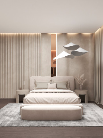 Минималистский дизайн интерьера спальни для роскошных вилл
