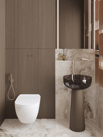 Роскошная ванная комната в коричневой тематике