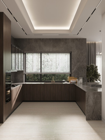 Diseño de interiores de cocinas marrones modernas: Calidez y elegancia