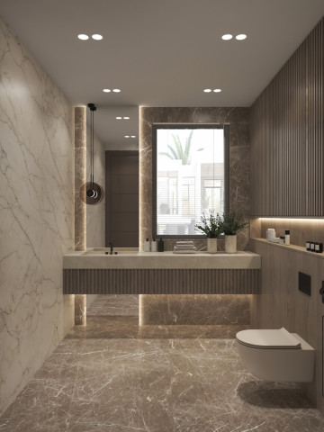 Правильное использование мрамора в роскошном дизайне интерьера ванной комнаты