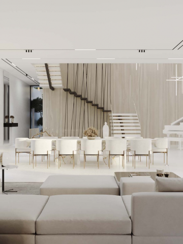Escalera moderna en el diseño de interiores de lujo