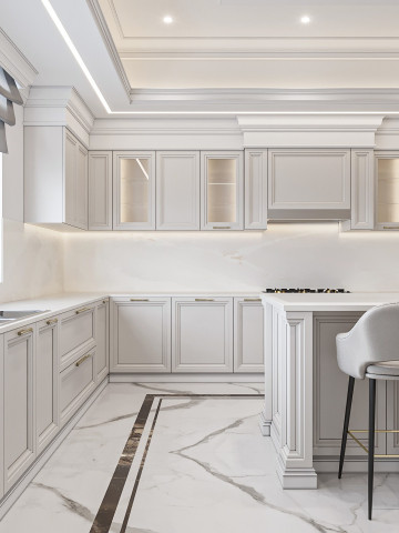 Azulejo de mármore para uma cozinha de luxo com design de interiores