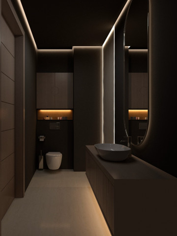 Es el diseño de interiores de baños oscuros para usted?