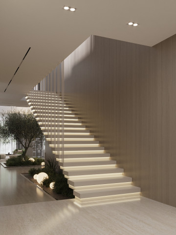 Лестница с подсветкой для современных домов