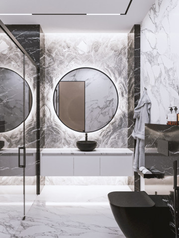Mármol negro en el diseño de interiores de baños