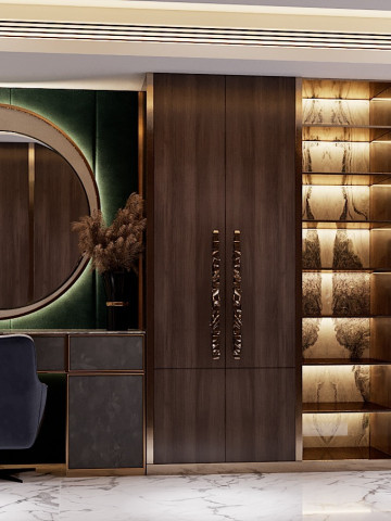 Opções de armários para o design de interiores de quartos de luxo