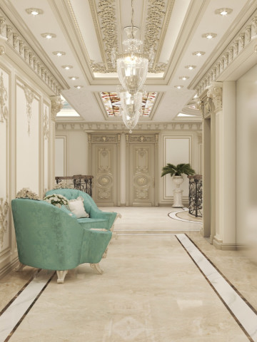 Formas de conceber um interior de luxo clássico dourado