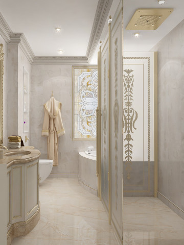Details of a Luxury Classic Bathroom Interior
